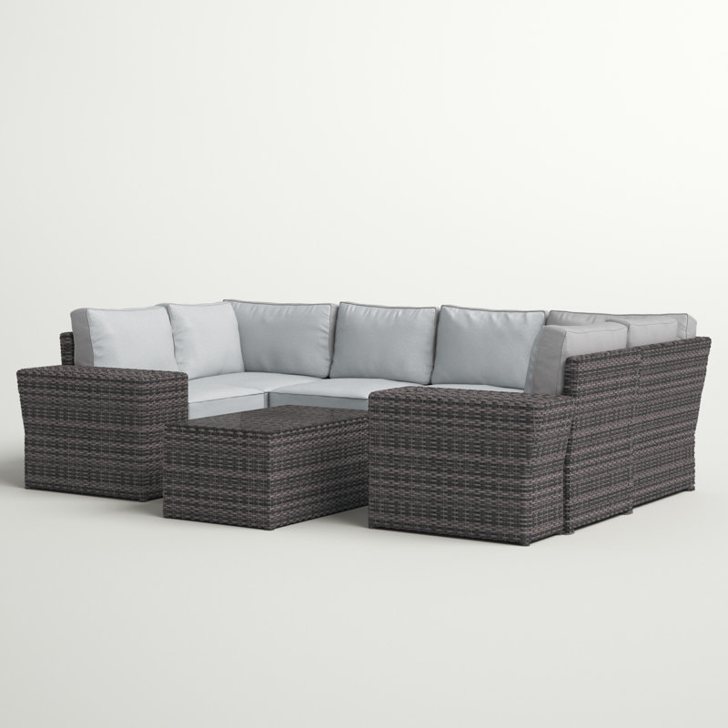 Widener Fully Assembled 4 - Person Seating Group with Cushions |Assembled wicker sofa, Brown