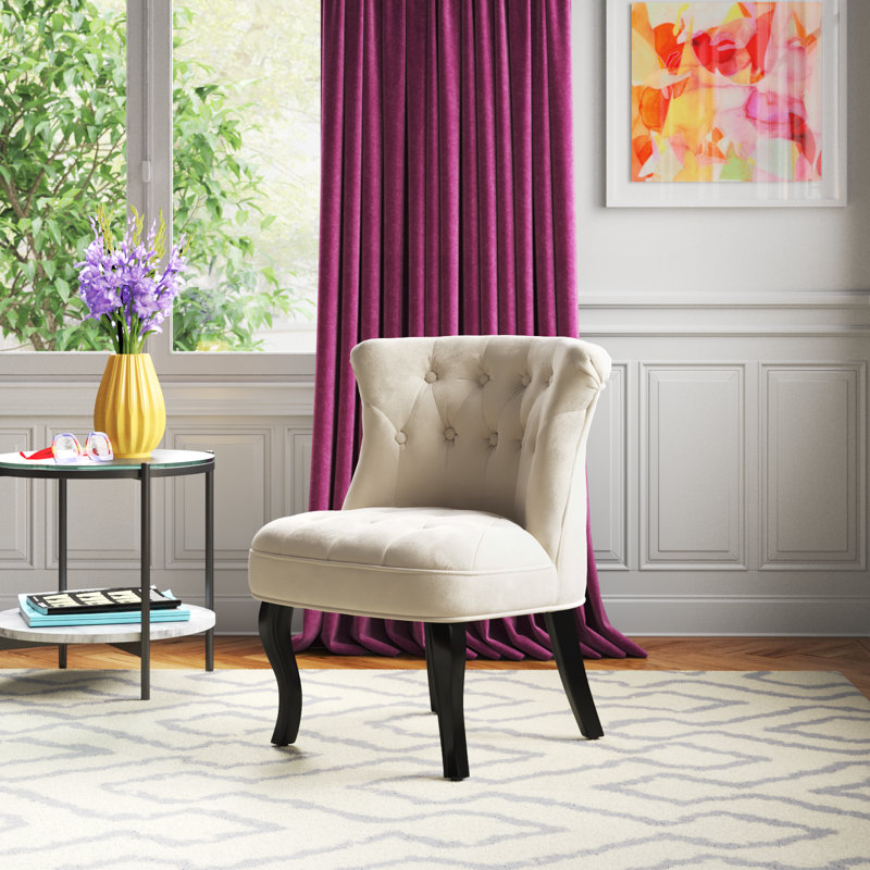Chaise d'appoint à oreilles rembourrée en velours Grenier, Velours havane