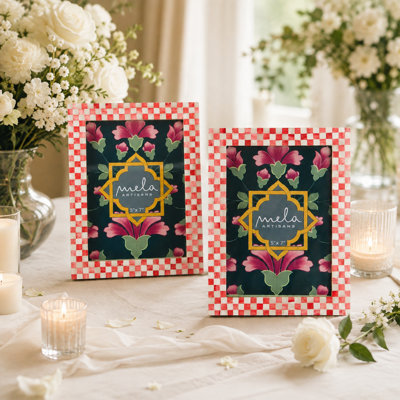  Checkered Bone Inlay Photo Frame Set of 2 – 5x7