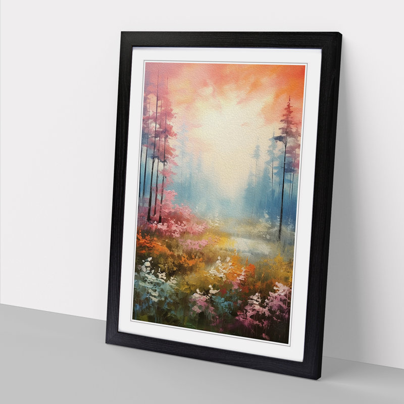 Single Picture Frame Print on Wood, 64cm H x 46cm W, Black Framed