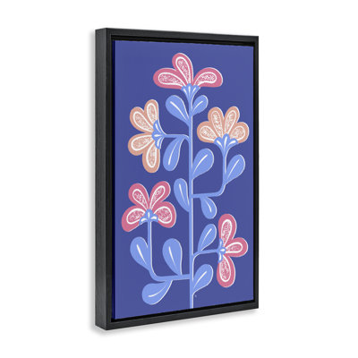 Art mural contemporain sur toile flottante avec fleurs incurvées contemporaines, design par Martina Pavlova