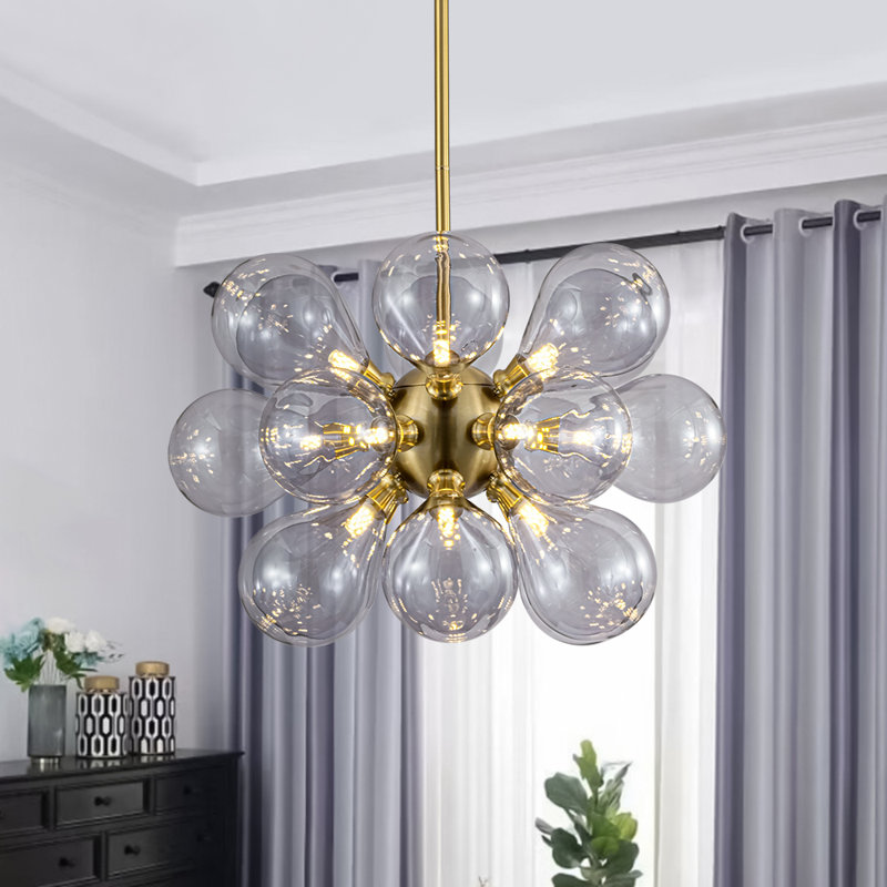Lustre sphérique en verre soufflé à la main 18 lumières à intensité variable