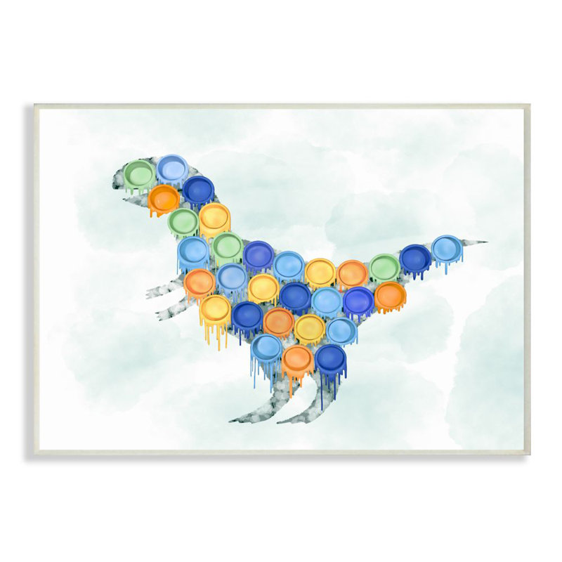 «Baltz Dinosaur Paint Cups», conception pour enfants, H 10 po x l 15 po x P 0,5 po, Plaque en bois