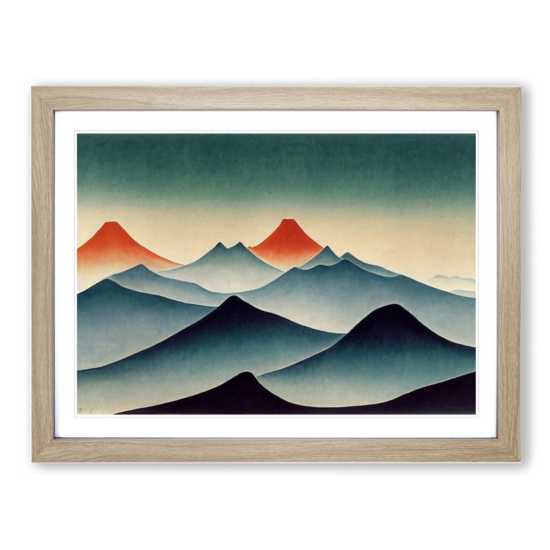 Abstract Japanese Mountains Vol.6 - Framed Print, 46cm H x 64cm W x 2cm D, Oak