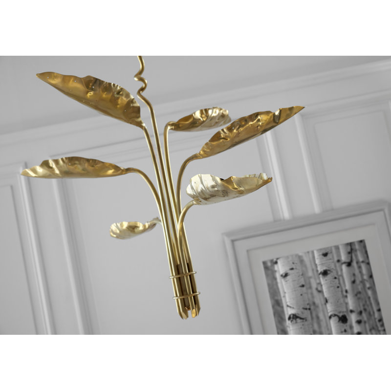 Julie Neill Dumaine Medium Pierced Leaf Chandelier, Antique-Burnished Brass