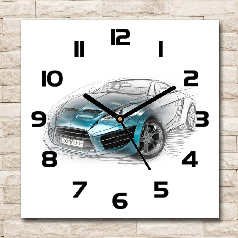 Herwick Glass Wall Clock, Black/Blue/Grey