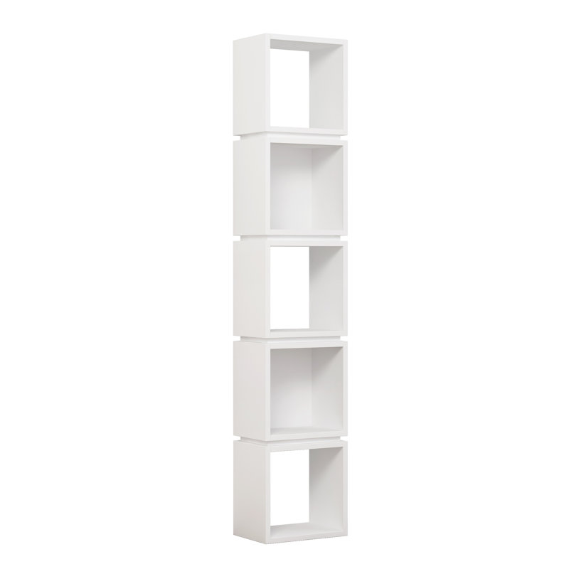 Channelle Freestanding 5-Tier Narrow Bookcase with Modern Design, White