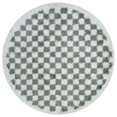 Moodi Modern Shaggy Area Rug Checkered Design