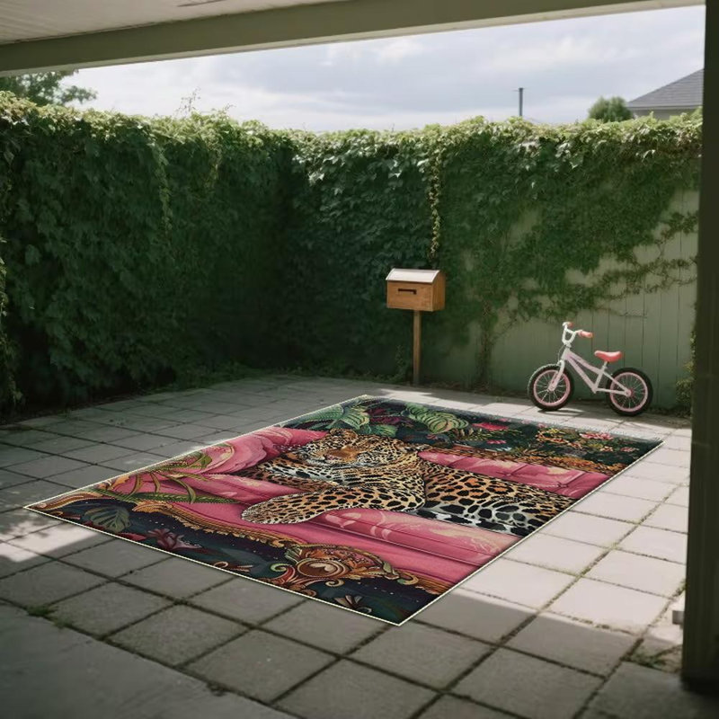 Floral & Animal Print Area Rug, Soft And Lightweight, Suitable For All Seasons, Easy To Maintain And Easy To Clean, Machine Washable Carpet Floor Mat, Suitable For Living Room, Bedroom, Hallway, Balcony, Entryway, Room Decor, Home Decor, Outdoor Decor