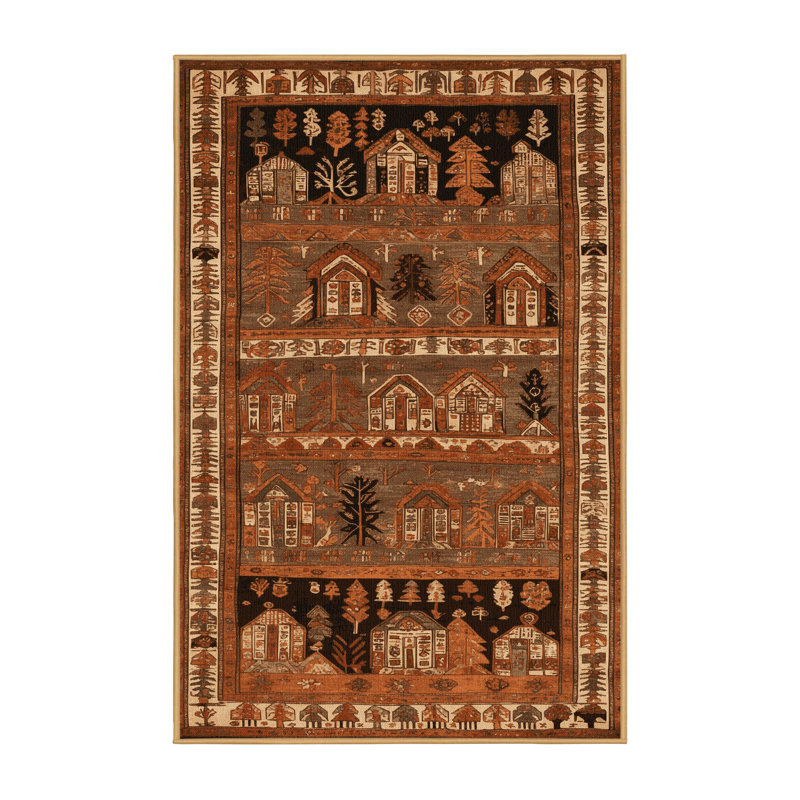 Tapis brun turc lavable à la machine, Rectangulaire 7 pi x 10 pi