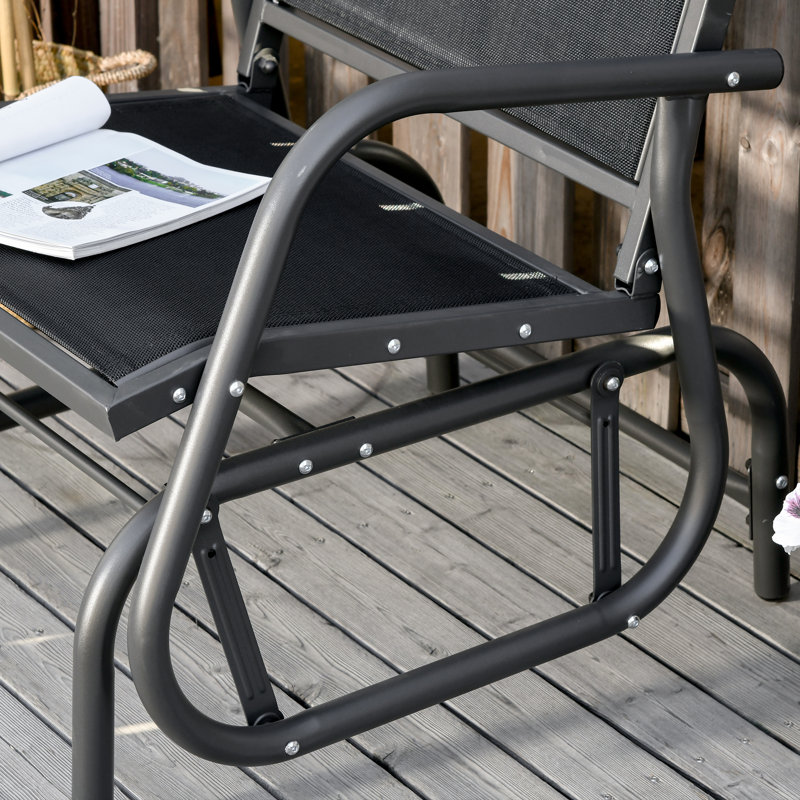 Outdoor Garden Glider Chair 75*66*85 cm Powder-Coated Steel 1 Piece Glider Chair Dark Grey Gliding & Powder-Coated