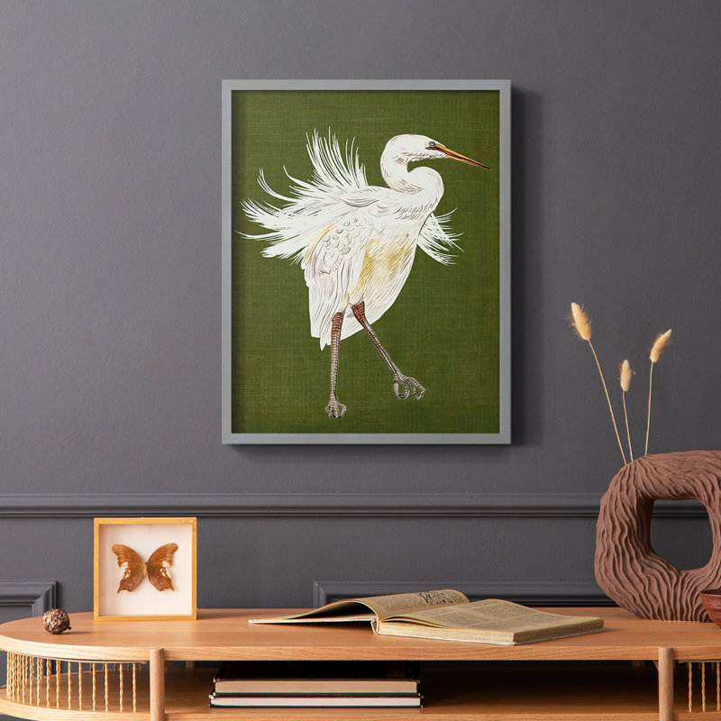 Heron Plumage I, reproduction encadrée - bois massif, Cadre simple gris, H 10 po x l 8 po
