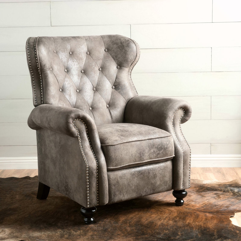 PUSH RACK RECLINER, Gray Microfiber