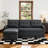 Upholstered L-Shape Gray Linen Space-Saving Sleeper Pull-Out Sofa With Hidden Storage-1723034105