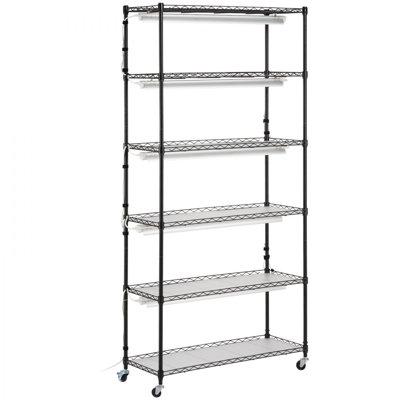 Support pour plante avec lumière de culture, grande tablette à 6 étages avec lumière de croissance à spectre complet de 150 W, lumière d'intérieur pour plante à DEL avec minuterie et roue pour les graines à partir de L 35,4 po x l 13,8 po x H 70,