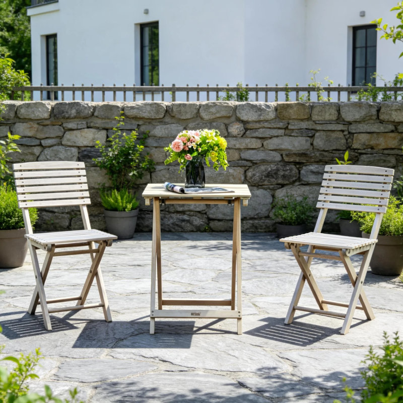 Ensemble bistro intérieur / extérieur avec table pliante et 2 chaises