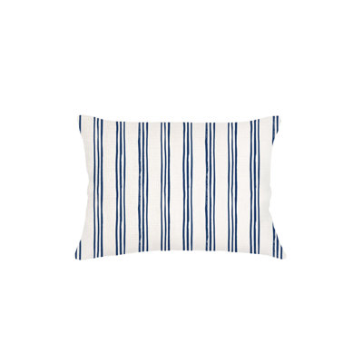 Anaya Navy Blue Ocean Drift Stripe Linen Pillow 14x20 With Down Alternative Insert In Navy Blue,down Alternative