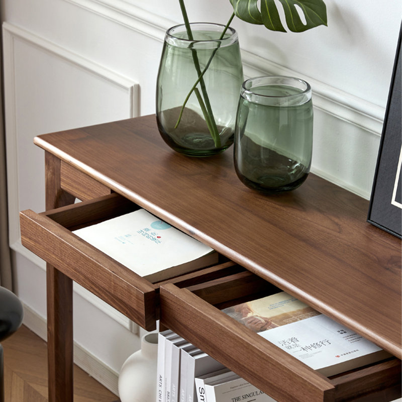 Walnut Solid Wood Rectangular Console Table, 31.5" H x 47.24" W x 13.78" D