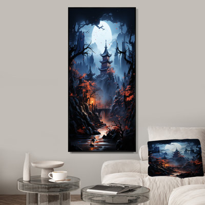 Moonlit Cliffside Mistery Landscape III - Art mural lune