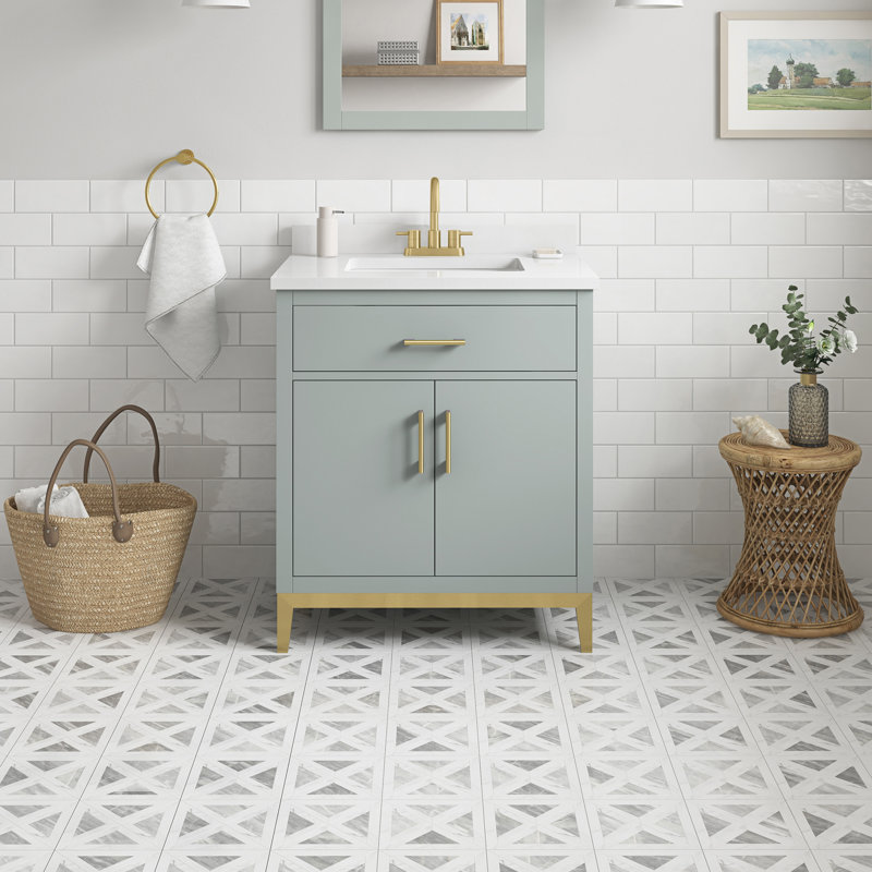 Meuble-lavabo simple avec plateau 30 po Fossen, Vert