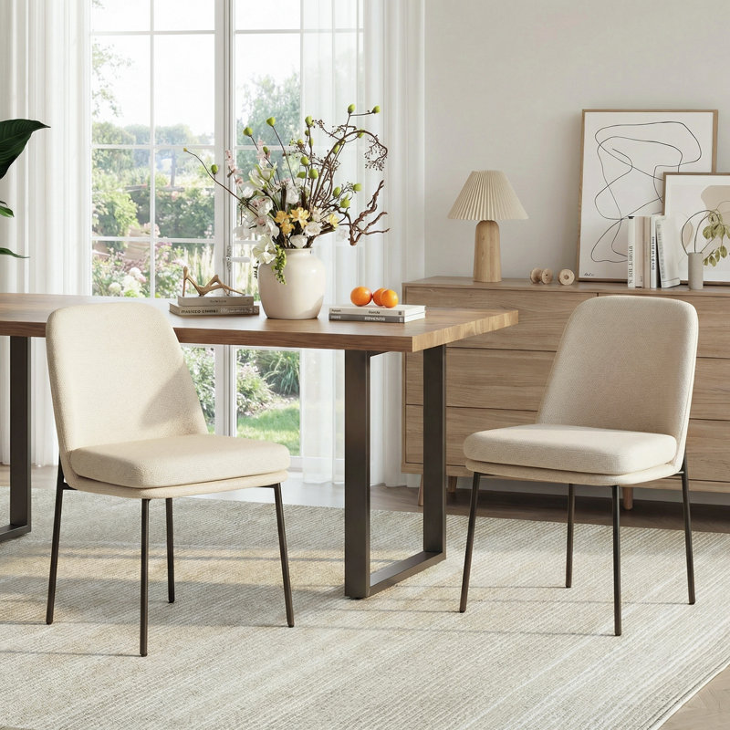 Chaise de salle à manger rembourrée en tissu Parsons, F - beige