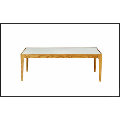 Table basse Gwynn avec plateau en verre givré et verre trempé durable avec pieds en bois robuste