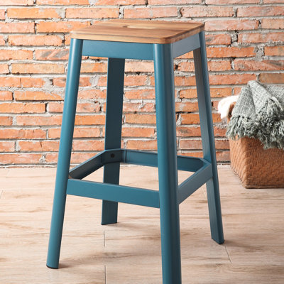 Tabouret de bar rustique et élégant aux couleurs sarcelle naturelles
