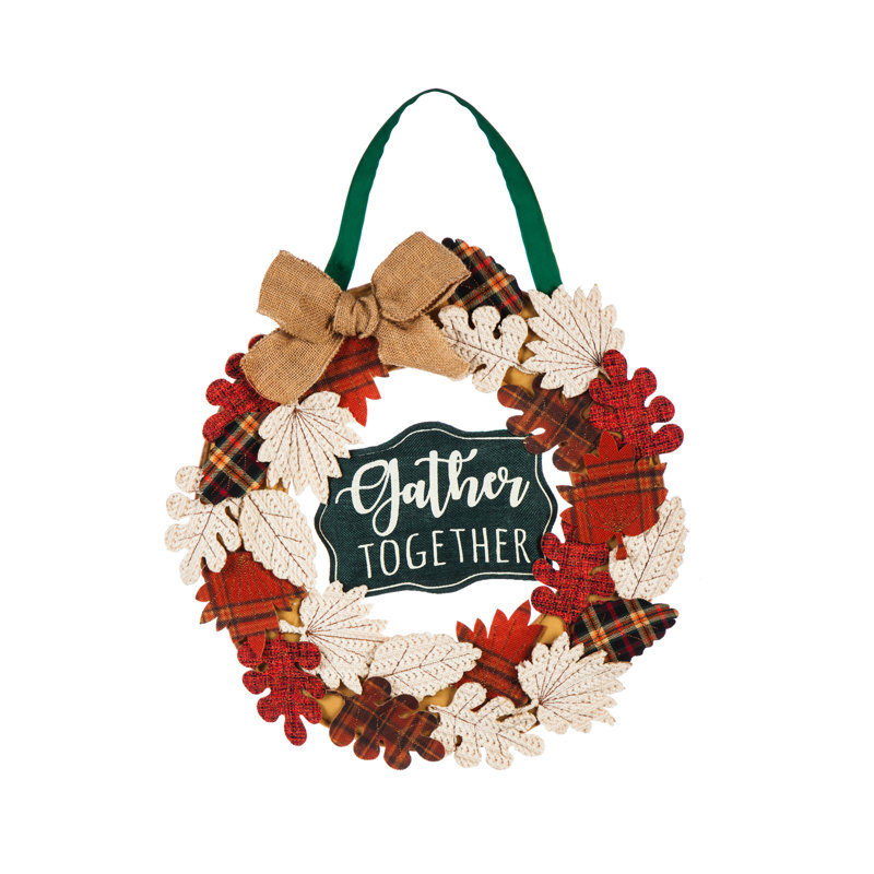 Couronne de polyester 18,75 po à feuilles d’automne