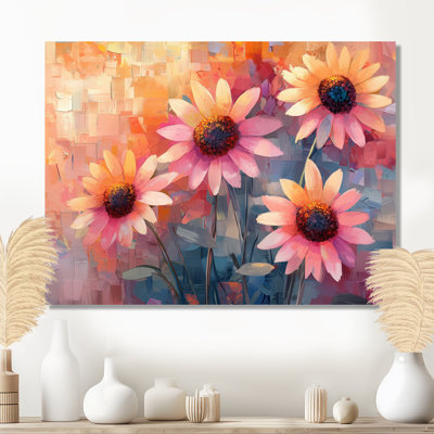 Collage de teintes de tournesols roses I - Art mural tournesols