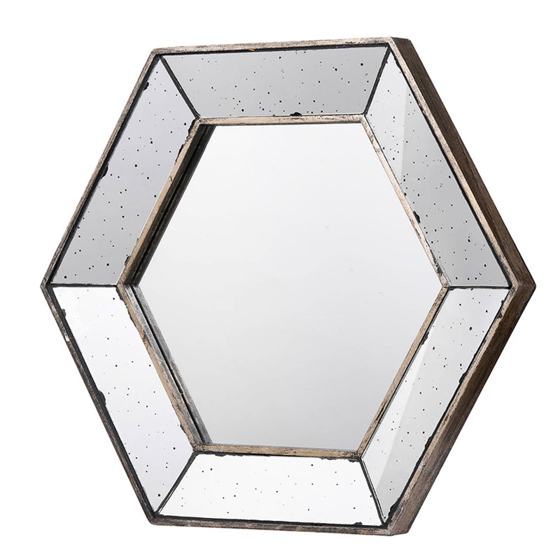 Gorgeous Silver Finish 21" X 18" Hexagon Wall Mirror, Home Decor - Living Room, Entryway, Bedroom Decorative Mirror In Attractive