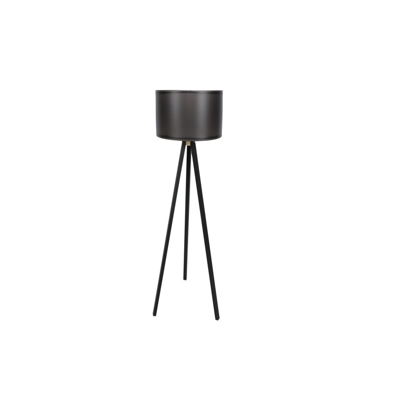 Lampe sur pied moderne avec corps en panneau de fibres à densité moyenne, hauteur de 57,1 po | Capuchon en polypropylène noir (9,8 po de diamètre, 9,8 po de longueur) | Câble de 6,6 pi avec interrupteur marche / arrêt | Douille E27 (60 W maximum) | Éclairage élégant pour le salon et la chambre à coucher
