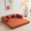 Canapé-lit convertible avec coussin cylindrique, canapé-lit pliant en velours côtelé avec cadre de forme fixe, canapé-lit de salon pour salon, salon, studio (orange)-913120126