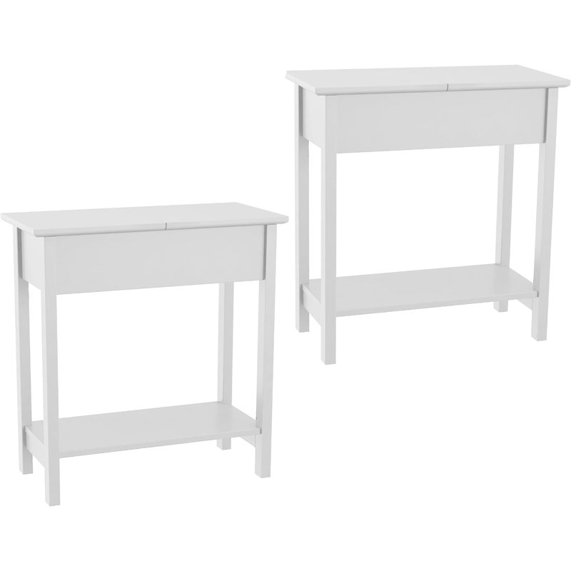 Modern Flip Top Console Table Set With Hidden Storage Compartment And Lower Shelf For Living Room Or Bedroom