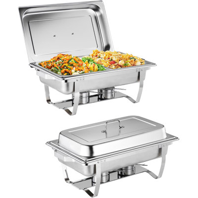 Ensemble de réchaud pour ensemble de buffet, 2 paquets de 8 pte et chauffe-buffet avec cadre pliable, cuillère et pince à épiler, argent