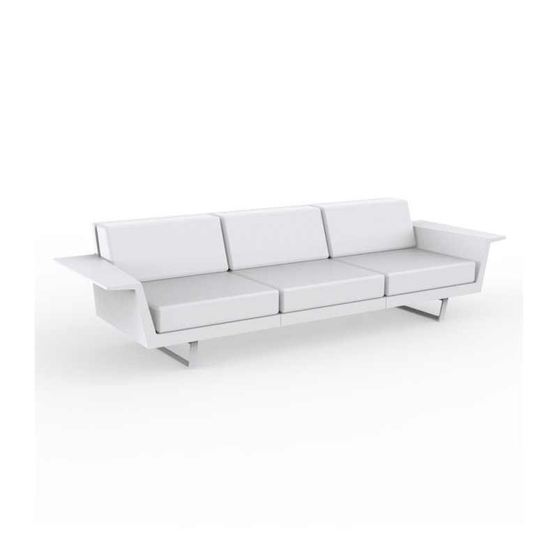 Canapé 3 places l 110,25 po Delta, Polyester blanc, Blanc pur