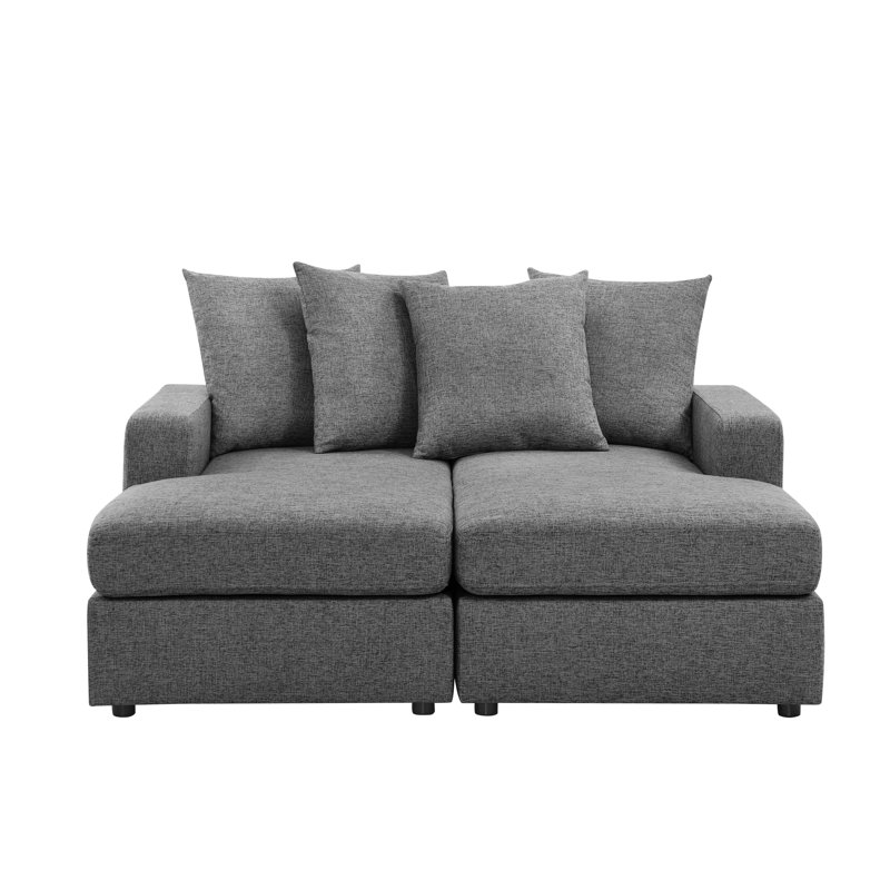 Canapé modulaire 2 pièces Bernasia, Mélange de lin gris
