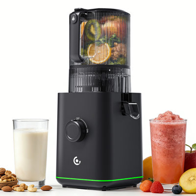 AMZCHEF Cold Press Juicer with 4.6" Wide Feed Chute, Slow Masticating Juice Extractor for Whole Fruits & Vegetables, Stainless Steel Design, Easy-Clean, High Juice Yield