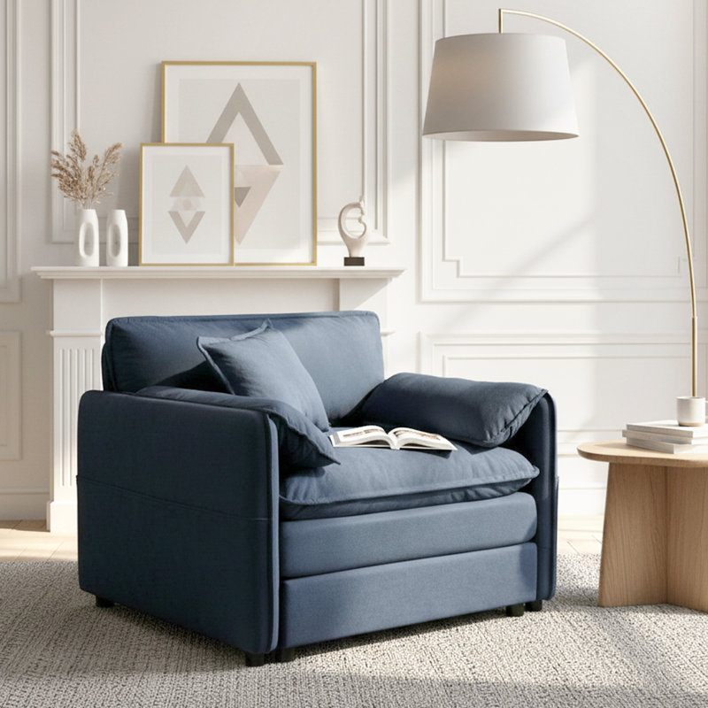 Oversized 41.73" Sofa Chair, Modern Upholstered Armchair With 1 Toss Pillow, Modular Sectional Sofa For Living Room, Deep Seat Reading Sofa For Bedroom Apartment, DIY Combination Chenille