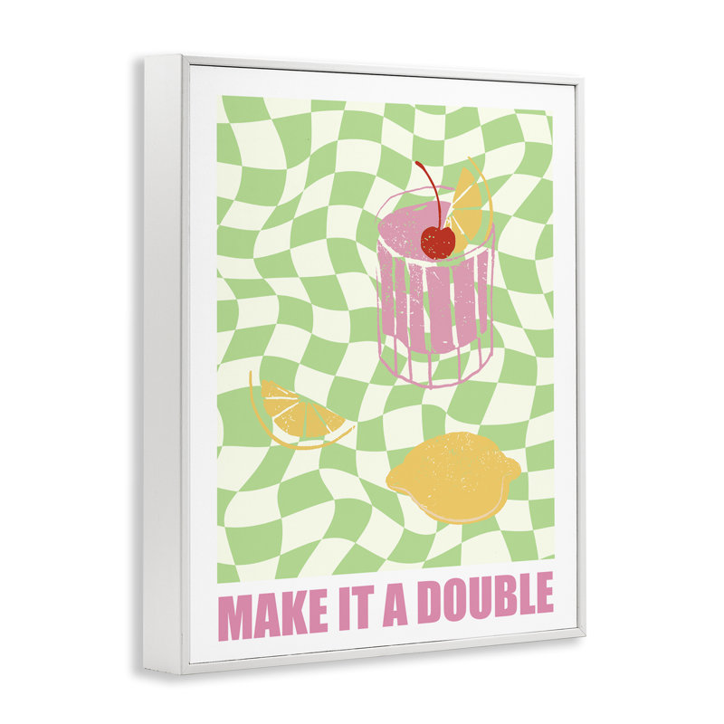 «Chequer Make It A Double Giclee Art» par House of Lulu, H 14 po x l 11 po, Estampe numérique encadrée blanc bord de mer