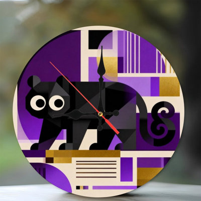 Horloge murale ronde en bois 10 po, mouvement à quartz silencieux, imprimé UV, à piles