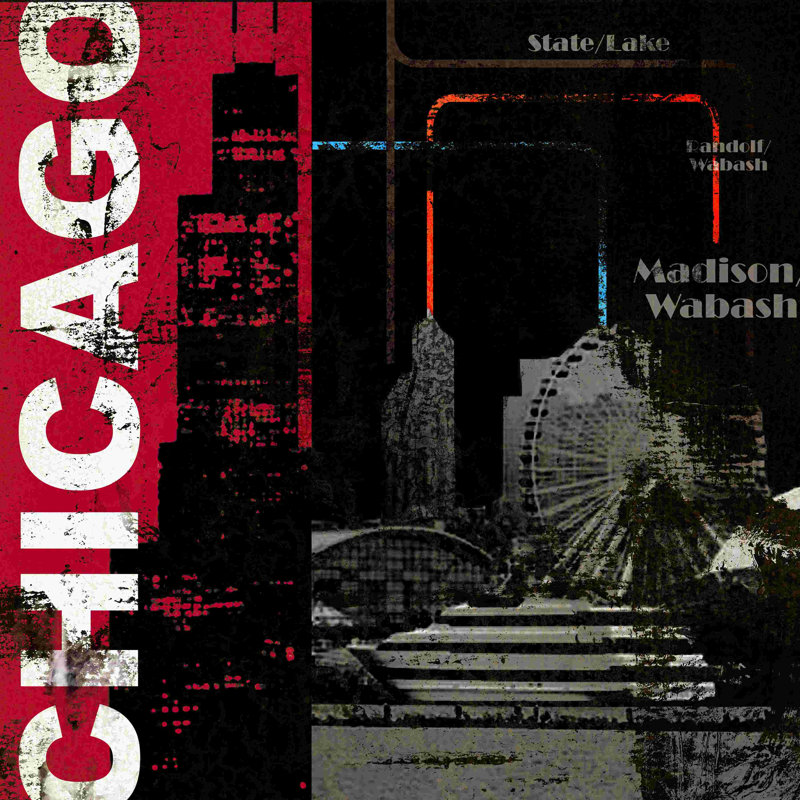 Chicago - reproduction d'art sur toile tendue, H 12 po x l 12 po