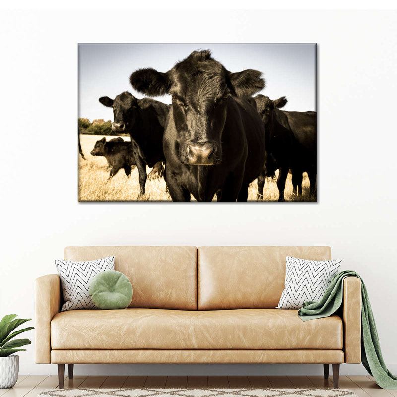Bovin Black Angus sur toile, H 12 po x l 8 po x P 1 po
