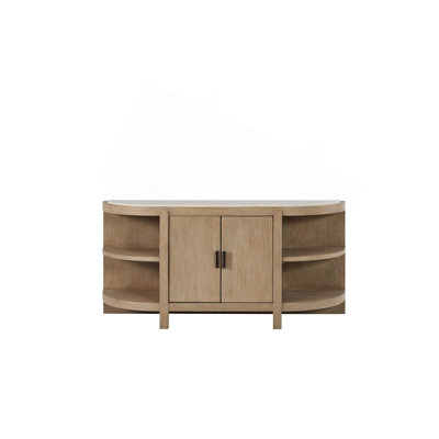 Curved 2-Door Console Table W/ Marble Top