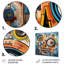 Art mural jaune et bleu, yeux et chaos II - Collages abstraits, art mural en métal-238802853
