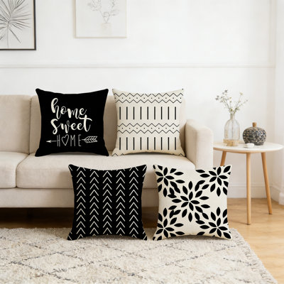 Ensemble de 4 housses de coussins décoratifs en lin 18 x 18 pouces