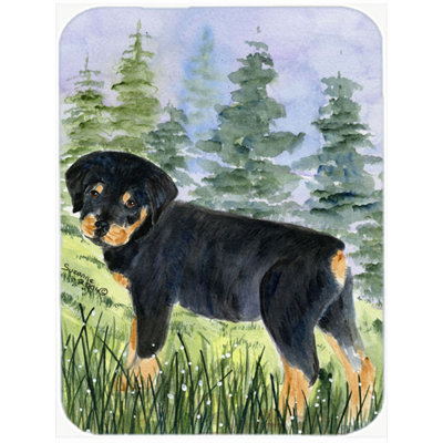 Winston Porter Rottweiler Head Back Glass Cutting Board