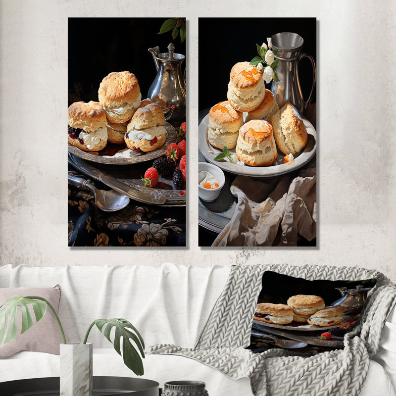 Freshly Baked Scones Harmony - Desserts, ensemble de 2 décorations murales en métal, H 28 po x l 24 po