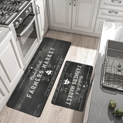 Ensemble de tapis et de tapis de cuisine fermiers antidérapants antidérapants 17 po x 47 po + 17 po x 28 po Farmhouse