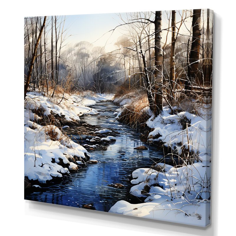 Winter Pond Tranquility - Fruits, art mural, H 16 po x l 16 po x P 1 po, Toile tendue