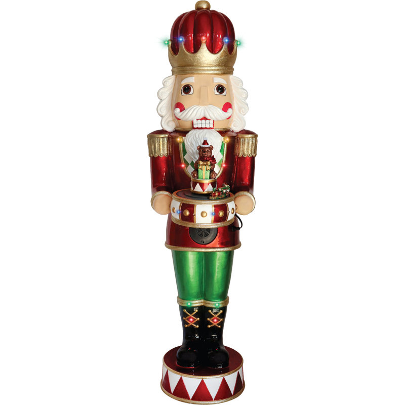 Fraser Hill Farm 4-Ft. Metallic Nutcracker Statue with LED Lights and Music